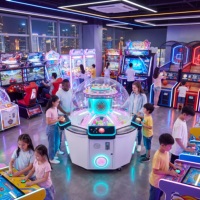 Máquina de Cápsulas con Premios para 4 Jugadores, Operada con Monedas, Juego de Arcade con Luz LED para Interiores