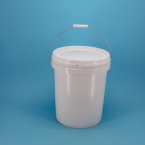 Cubo de Plástico Transparente de Grado Alimenticio, Cubo Redondo de Plástico Blanco con Asa y Tapa, Logotipo y Colores Personalizados - Product Image 2
