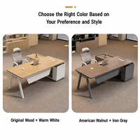 Ensemble de bureau de direction moderne avec plateau en bois, chaise de patron, poste de travail de direction haut de gamme, options de table de bureau pour un ou plusieurs utilisateurs