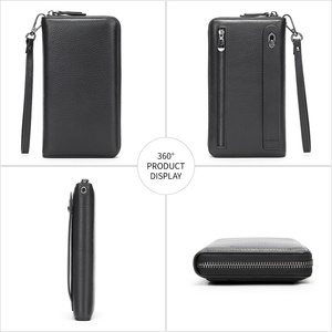 Borsa a Mano per Telefono in Pelle di Vacchetta Personalizzata per <span class=keywords><strong>Uomo</strong></span>, Portafoglio Lungo con Cerniera alla Moda, Porta Carte con Cinturino da Polso in Vera Pelle - Product Image 4