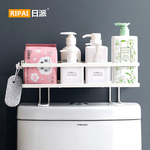 Étagère de salle de bain Ripai, fixation murale sans perçage, rangement d'angle, gain de place, rectangulaire 60x70cm pour la zone des toilettes - Product Image 2