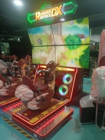 Machine de jeu d'arcade de course d'autruches à monnayeur, en fer et plastique, 2 joueurs, simulateur de course à 4 grands écrans, version anglaise, pour intérieur