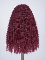Perruque en cheveux humains bouclés Remy bordeaux 99J, sans colle, 13x4, pour petites têtes, densité 180-250, pré-coupée, pré-épilée, vente en gros
