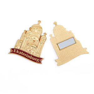 Aimant de réfrigérateur en métal, forme personnalisée, étanche, style Art Déco, souvenir touristique 3D de <span class=keywords><strong>Ekaterinburg</strong></span> Or, pays et ville - Product Image 2