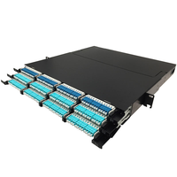 1U 144 Core MPO Fiber Optic Patch Panel LC/UPC ODF rak kepadatan tinggi Mount kandang untuk pusat Data