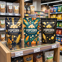Sachets personnalisés pour pop-corn, à fenêtre transparente de forme spéciale, refermables avec fermeture éclair, résistants à l'humidité