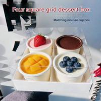 Vente en gros d'usine, boîte en plastique épaisse, qualité alimentaire, personnalisable, ronde, pour dessert, pudding, gâteau, mousse, coupe, sciure de bois