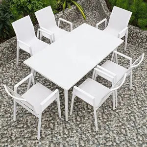 SUNWAY-Conjunto de muebles de aluminio para Patio exterior, conjunto de comedor al aire libre, muebles de jardín