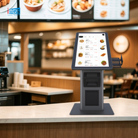 Terminal de point de vente tactile de bureau 21,5 pouces, kiosque de commande automatique avec imprimante thermique à luminosité de 400 nits pour café