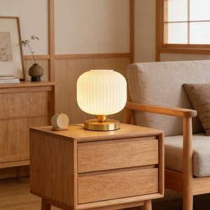 Full Brass <strong>Vintage</strong> Table <strong>Lamp</strong> with Tri-Color Dimmable E27 Bulb, <strong>Glass</strong> <strong>Shade</strong> for Bedroom Living Room - Product Image 3