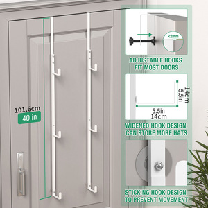 Perchero para colgar sobre la puerta, organizador de pared de 3 niveles con ganchos para ropa y accesorios, gris, negro, blanco - Product Image 4
