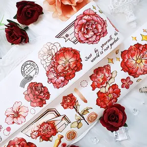 2 tasarımlar 2m/rulo çiçek temizle evcil hayvan bandı ve kağıt Washi bant dekoratif Sticker için DIY sanat kartı dergisi kırtasiye