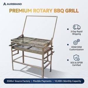Gril rotatif à double panier en acier inoxydable 304 Source Factory, barbecue à rotation à 180 degrés, barbecue commercial robuste - Product Image 1