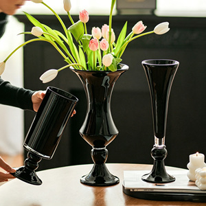 <span class=keywords><strong>Vase</strong></span> en verre noir rétro du milieu du siècle, <span class=keywords><strong>vase</strong></span> sur pied en forme de lampe, <span class=keywords><strong>vase</strong></span> décoratif pour arrangement floral et ornement de la maison - Product Image 6