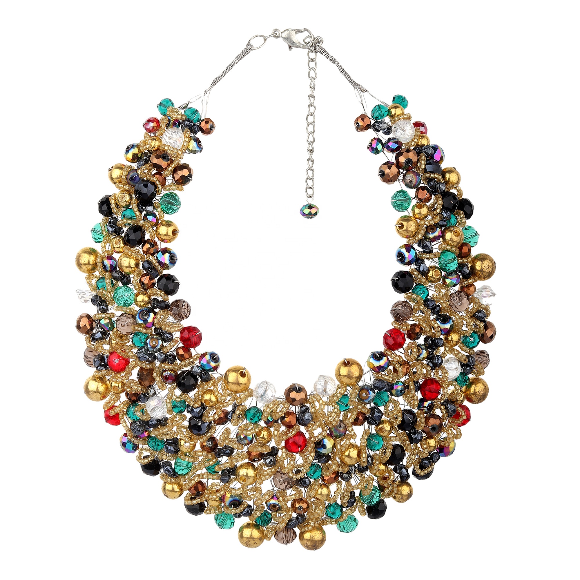 Popular African beaded necklaces, chocker necklace statement trendy bib necklace from India fashion accessories