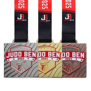 Medallas Personalizadas 2025 para Niños, Medallas Deportivas de Metal, Aleación de Zinc, Cuadradas, Bañadas en Oro, Plata y Cobre, Esmaltadas, para Judo - Product Image 1