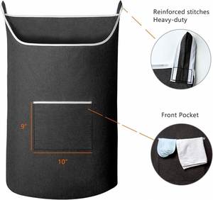 Cesto de Ropa Sucia Plegable Grande Negro Moderno de Poliéster Ecológico Resistente, Directo de Fábrica - Product Image 3