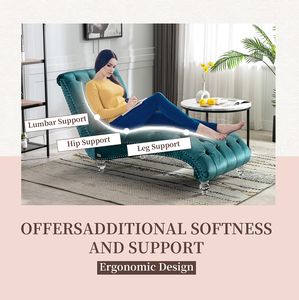 Modern Velvet Chaise Lounge <b>Chair</b> Button-Tufted Upholstery Pillow Wood Legs Eco-Friendly Design for Bedroom Living Room Office - Product Image 4