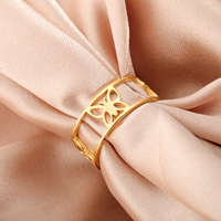 Hohler Schmetterlingsring für Damen, Edelstahl, goldfarben, breiter Fingerring, Ehering, trendiger Boho-Tierschmuck, Geschenk