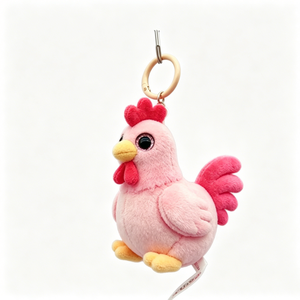 Custom Pink Cartoon Chicken Plush Keychain Embroidered Stress Relief <b>Keyring</b> & Backpack <b>Charm</b> - Product Image 4