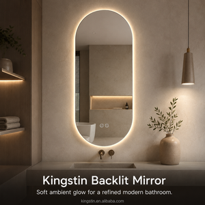 Kingstin Espejo Baño LED Ovalado: Retroiluminado, Antivaho, 3 Colores, Personalizado para <span class=keywords><strong>Hotel</strong></span>, Medidas y Logo - Product Image 2