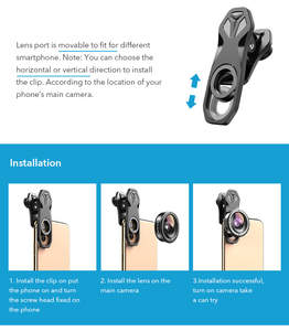 Apexel 4 K HD เคลือบเลนส์ซูเปอร์มุมกว้าง 170 องศาโลหะ mini คลิปเลนส์สำหรับ HUAWEI <span class=keywords><strong>iPhone</strong></span> <span class=keywords><strong>XS</strong></span> Max Android - Product Image 6