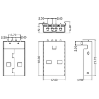 Connecteur de circuit imprimé USB 2.0 mâle de type A Connecteur USB mâle à 90 degrés 4 broches DIP