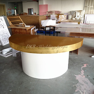 Tavolo da tavolo per torte nuziali acrilico oro bianco mezzo tondo di fabbrica personalizzato di alta qualità - Product Image 3