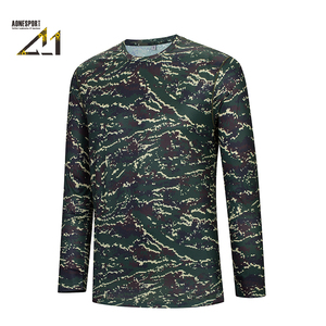 เสื้อยืดแขนยาวลายพรางสำหรับผู้ชาย แห้งเร็ว ผ้าถักโพลีเอสเตอร์ คอกลม สไตล์ทหาร - Product Image 1