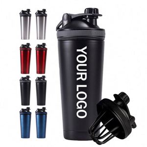 Custom Logo 25oz 750ml Sport <b>Double</b> <b>Wall</b> Insulated Stainless Steel Protein Shaker Bottle Wholesale Gym Sport Shaker Cup - Product Image 1