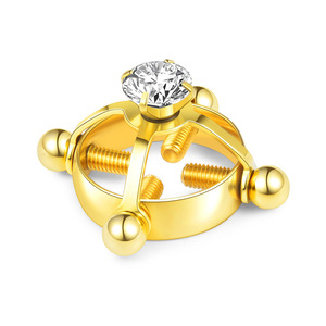 Anneau de piercing pour téton en acier inoxydable avec zircon, serti à griffes rondes, bijou de mode, cadeau - Product Image 1