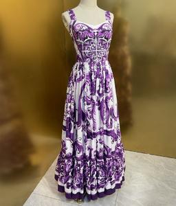 Vestido Largo de Noche XXL, Primavera 2026, para Fiestas y Ocasiones Especiales, con Tirantes Espagueti, Estampado Floral Morado, Sin Mangas, Maxi Vestido Largo - Product Image 2