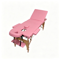 Table de massage pliable robuste à 3 sections avec pieds en bois, table de spa professionnelle avec appui-tête