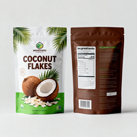 Sachet d'emballage alimentaire personnalisable en aluminium et plastique refermable, idéal pour les flocons de noix de coco et les snacks à base de noix de coco