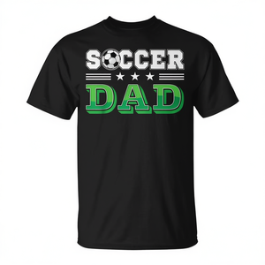 T-shirt Soccer Dad noir, vert, blanc, imprimé, assorti pour la famille, pour supporters d'équipe - Product Image 1