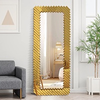 Miroir sur pied de luxe doré avec diamants broyés, pleine longueur, pour dressing, table de maquillage et décoration intérieure