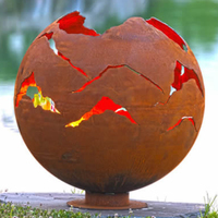 Poêle à bois extérieur feu de camp feu de forêt Corten Steel Sphere dome leaf fire fosses