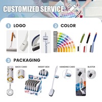 Brosse multifonctionnelle en plastique avec manche pour nettoyer les couvercles de tasses, les boîtes à lunch, les tabliers, les pailles de thermos et les biberons