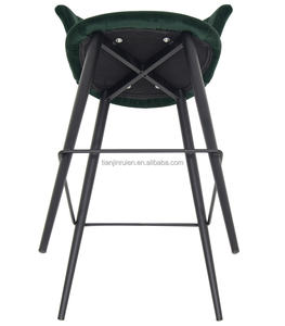 Nouveau design cuisine petit déjeuner forêt vert velours tabouret de bar avec repose-pieds - Product Image 3