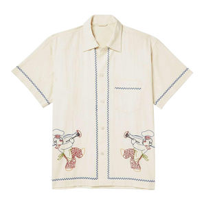 Camisa de espiga bordada con botones y cuello personalizado - Product Image 1