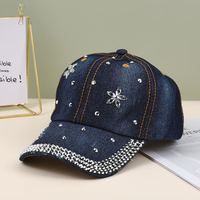 Moda Rhinestone Denim gorra de béisbol tachonado Bling sombrero para mujer