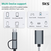 Adaptor OTG 2 in 1 USB 2.0 Tipe C Micro USB Male ke USB A Female 480Mbps Casing Aluminium Kabel Data Kepang untuk Ponsel Android