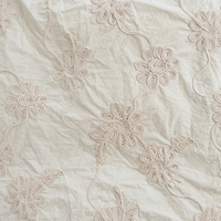 Tissu Popeline Jaune Pâle Premium Très Demandé avec Broderie Dori – Motif Floral 3D en Cordage pour la Mode et la Décoration Intérieure