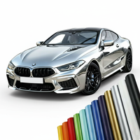 Film de protection pour voiture en PET argenté Alexander électroplaqué, épaisseur 7,5 mil, mousse sans air, design chromé élégant, 5 autocollants pour voiture