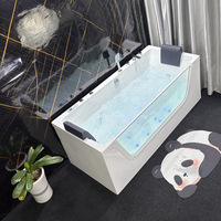 Baignoire de massage à trois côtés, bain à remous à température constante en acrylique double pour adultes, avec porte vitrée pour hôtel et gîte