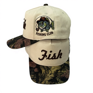 Casquettes de baseball en coton, logo brodé 3D personnalisé, camouflage de pêche pour hommes, camouflage bicolore, 5 panneaux, cadre A, snapback - Product Image 3