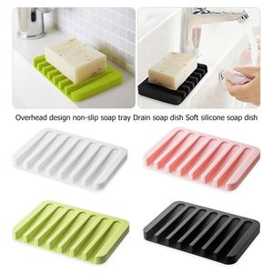 Soft Soapbox Container Storage Comb Shape Silicone Holder Drain <b>Soap</b> Dish Plate Holder Tray for Bathroom - Product Image 2