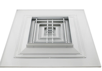 Grand diffuseur d'air carré en aluminium à 4 voies avec design moderne pour la ventilation des sous-sols, installation au plafond réglable