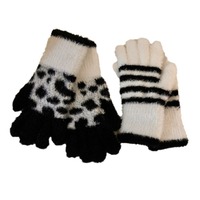Mitaines tactiles rayées noir et blanc style dessin animé pour femme, imprimé léopard, chaudes, épaisses, tricotées, de luxe, pour l'hiver
