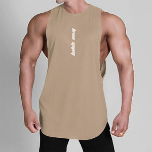 Camiseta sin mangas de fitness para hombre, de mezcla de algodón tejido, con estampado láser y sin necesidad de planchado |   Camiseta Deportiva Elástica de Secado Rápido |   Ropa Deportiva y para Actividades al Aire Libre de Verano - Product Image 5